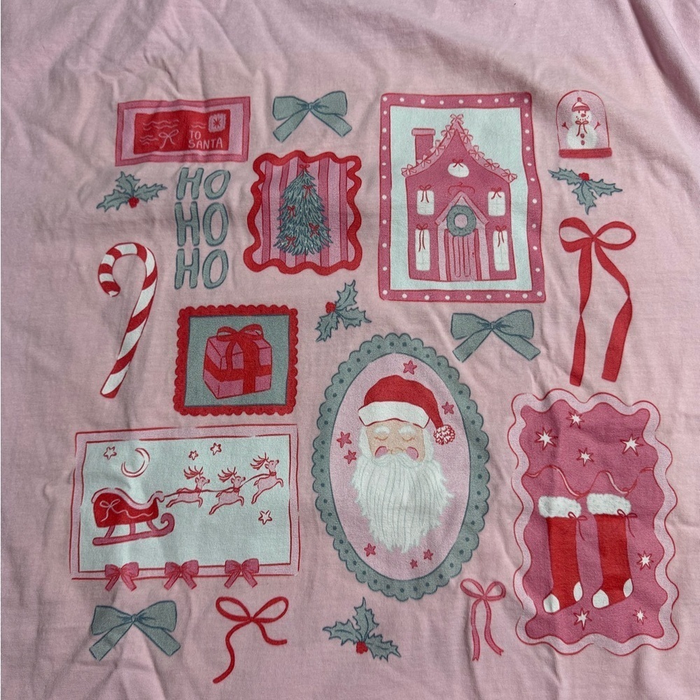 Comfort Colors Light Pink coquette Holiday Collage Graphic Tee - Picture 4 of 6